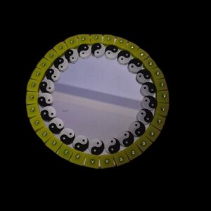 Yin Yang Decorative Mirror with Yellow Accents